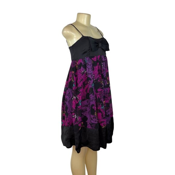 Naguchi Spaghetti Strap Dress Black & Purple Knee Length Dress Size XS/S - Picture 2 of 9